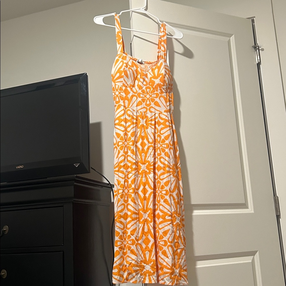 AUW Orange and White Floral Maxi Dress